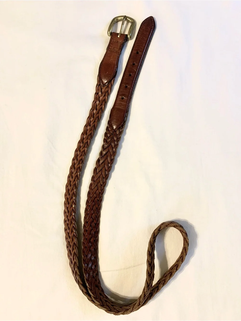 Women’s Brown Braided Leather Belt. 38
